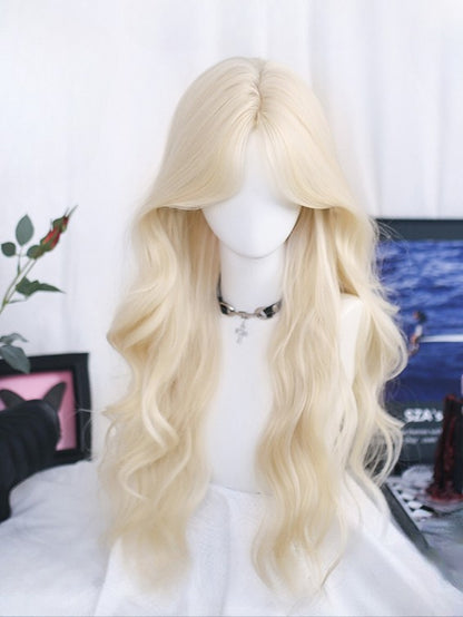 Length 70CM Wavy Bangs Wig Curtain Blonde With