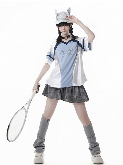 Gray Elastic Waist Tiered Plaid Skirt