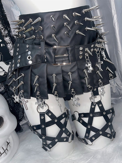 Mit schwarzem Punk-Mode-Gyaru-Schleife-Stern-Design PU-Gürtel Taillenbein