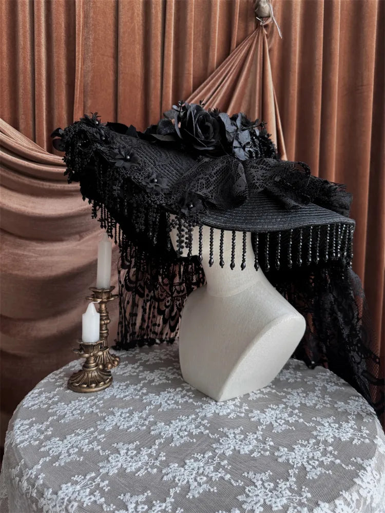 Magnifique chapeau gothique lolita noir foncé
