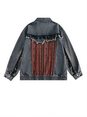 Veste rétro en jean ethnique épissée