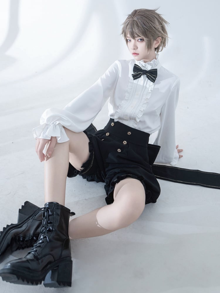 White Prince Ruffle Neckline Ouji Lolita Shirt