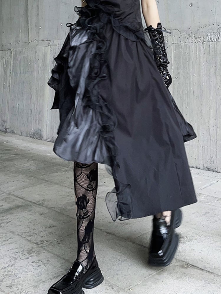 Gothic Black Rosette  Fishnet Tights
