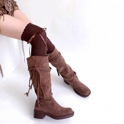 Black / White / Gray / Brown Sweet Self-tie Bowknot JK Stockings
