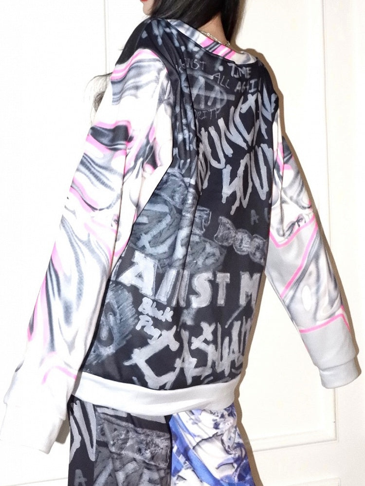 Bone and Sweatshirt Y2K Print Big Gray Bow