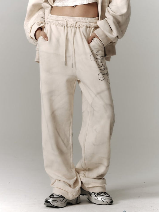 Wasteland Punk Beige Elastic Waist Pants