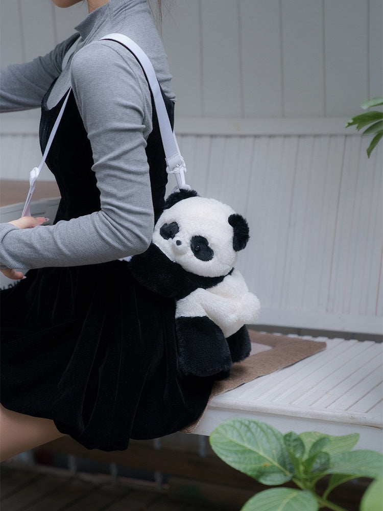 Sac à dos en peluche panda noir et blanc, sac à bandoulière, petite/moyenne/grande taille