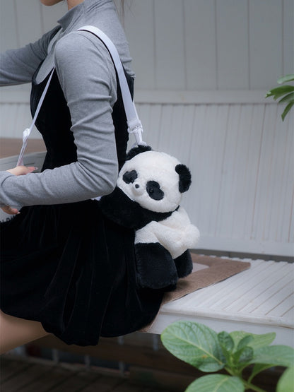 Sac à dos en peluche panda noir et blanc, sac à bandoulière, petite/moyenne/grande taille