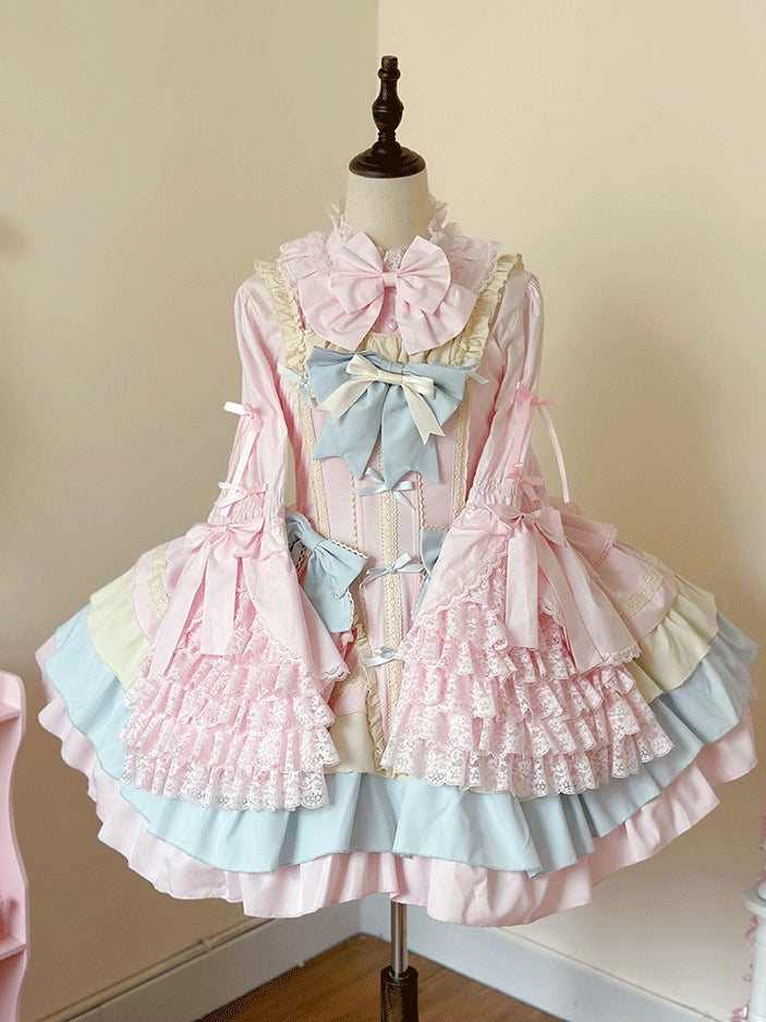 Bell Plus Blue Pink Size Blouse / White Lolita Apricot Black Sleeves