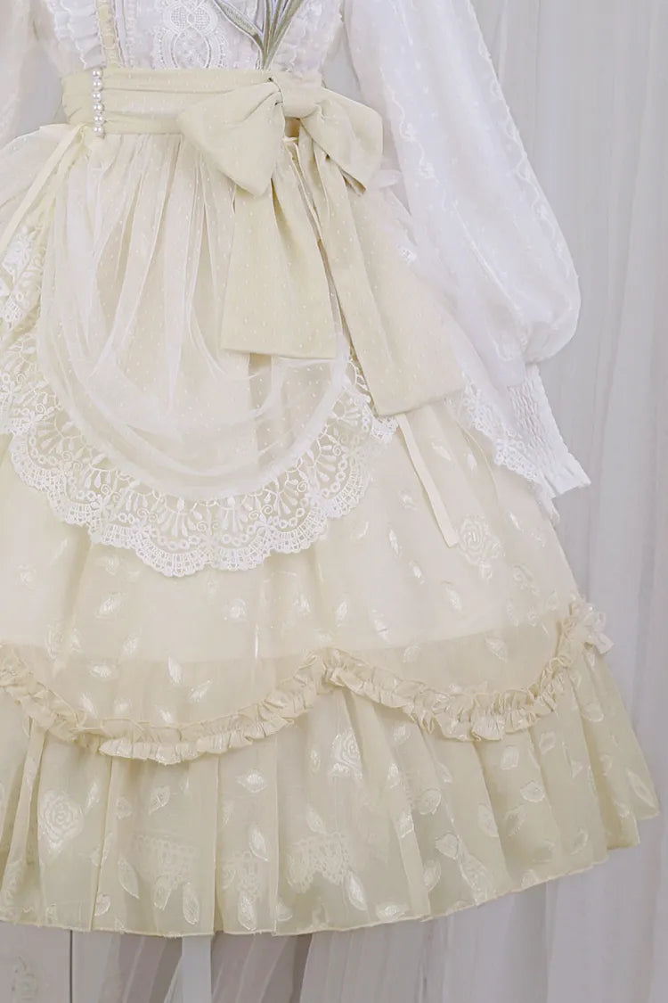 White Embroidery Tulip One Applique and Bodice Piece Yellow