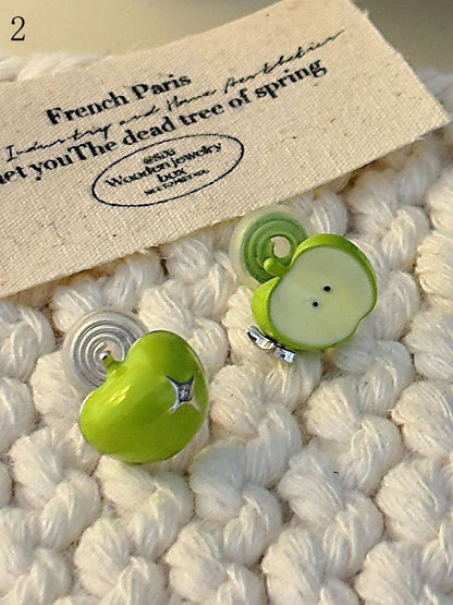 Apple Necklace/Ear 4 Clips/Ring Options Green