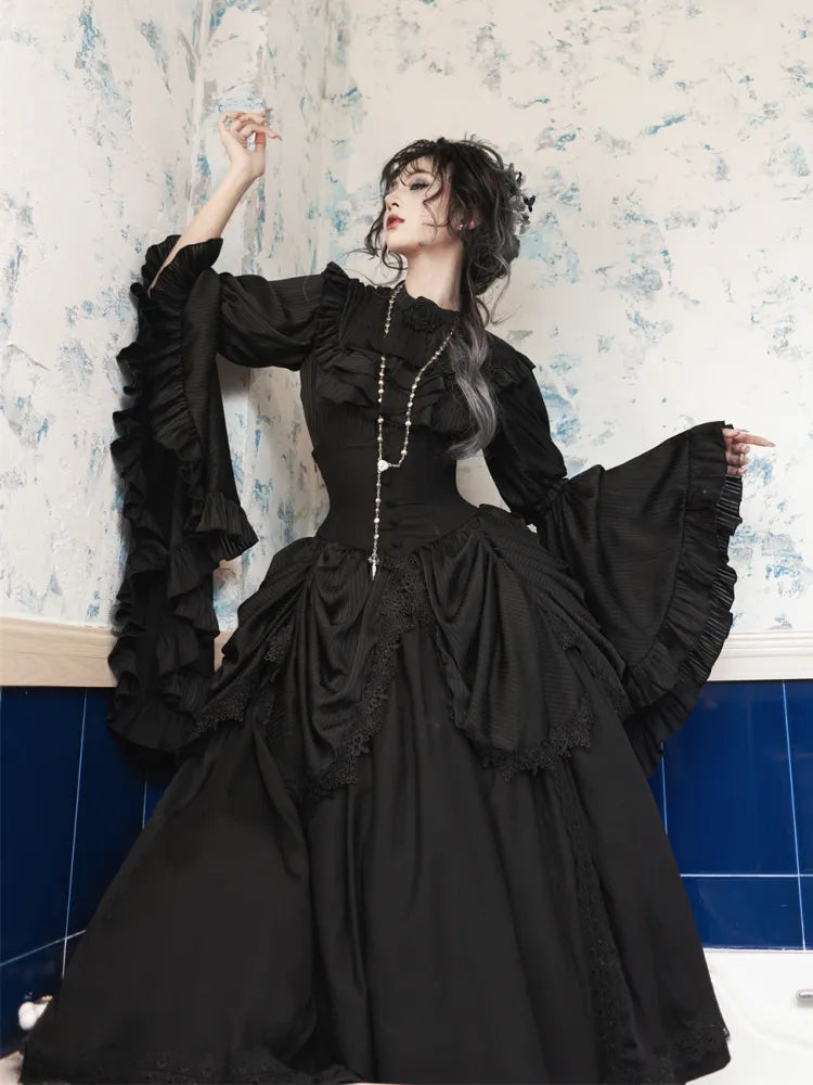 Boned High Corset Waist Aristocrat Victorian Skirt Belt Gothic Black Lolita