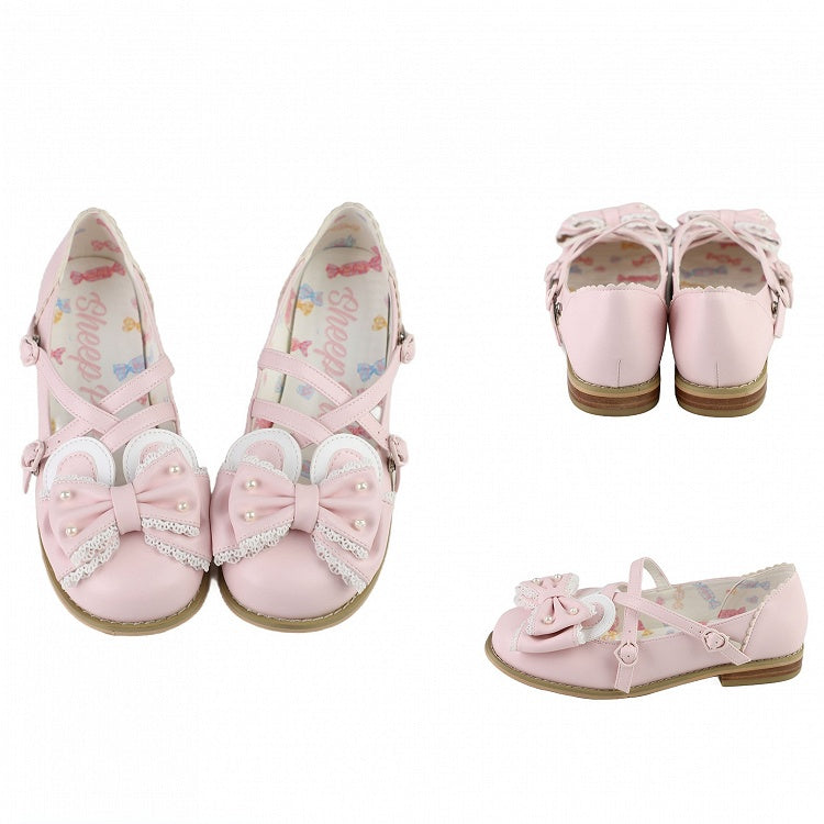 Pink Ear Top Bunny Bow Crisscross at Beaded Design Decorated