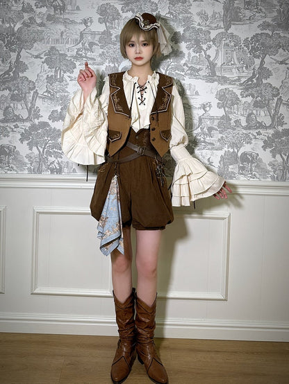 Waist Corset Belt with High Coffee Shorts Lolita Ouji Straps