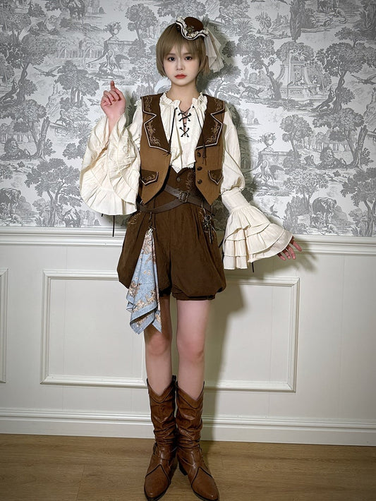Waist Corset Belt with High Coffee Shorts Lolita Ouji Straps