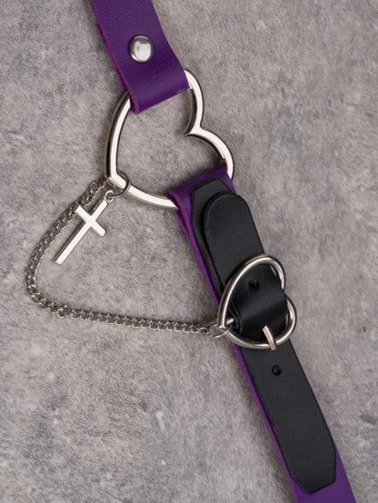 Kette Lila Und Gothic Choker Anhänger Herz Kreuz