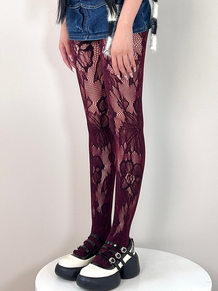 Hohl-out Strumpfhose Design Lila