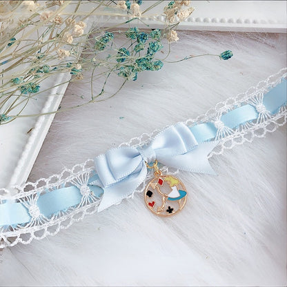 Lace Blue/Pink/Black/Red Choker in Alice Vibes Wonderland Trim