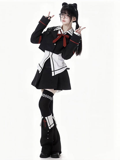 Black Cross Studs Decorated  Leg Warmers