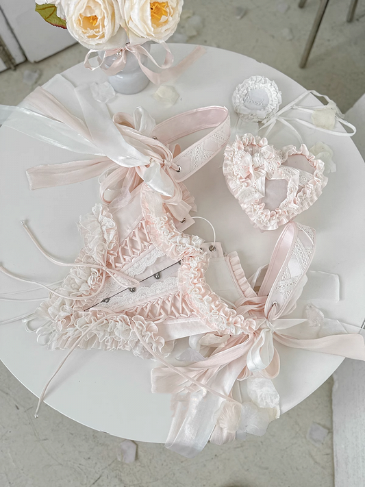 Pink Lace-up Details Corset Belt