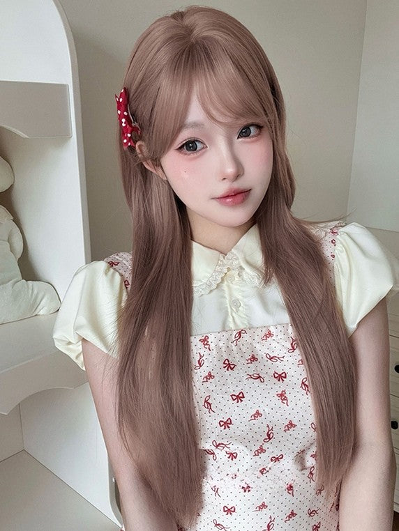 Wig Straight Air Length Bangs With 70CM Brown