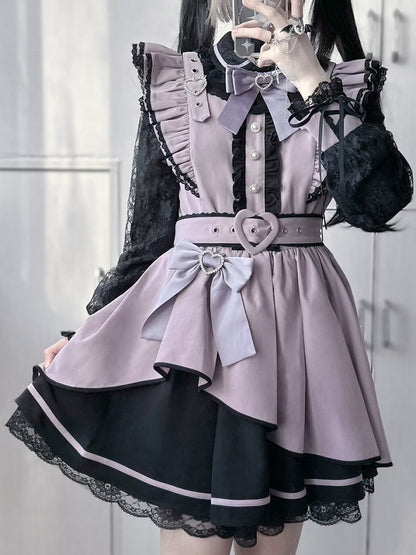Details Bowknot Heart Kei LilaSchwarz Strass verziert Jirai