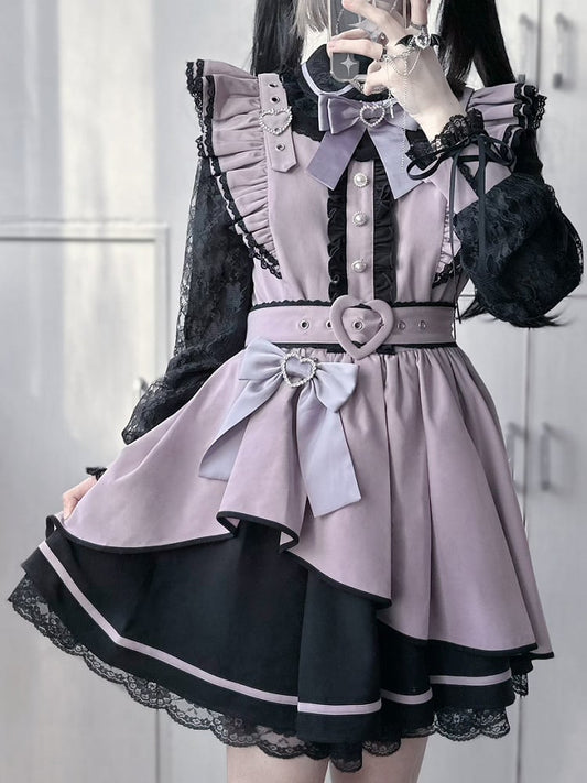 Details Bowknot Heart Kei LilaSchwarz Strass verziert Jirai