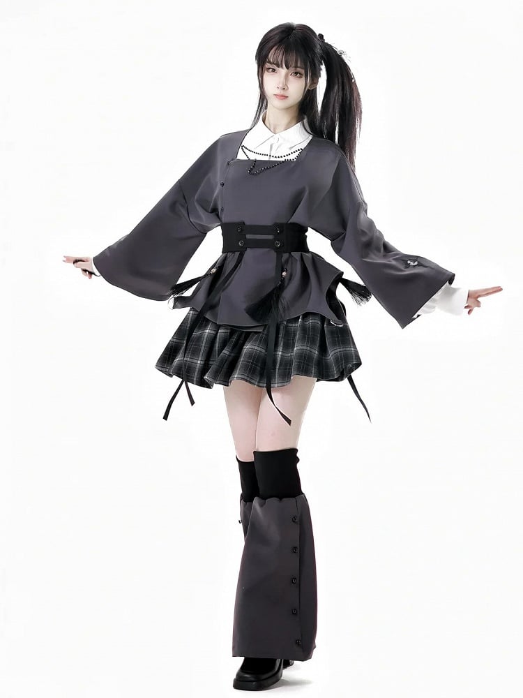Style Black Tassel Ribbon Corset Belt Cheongsam