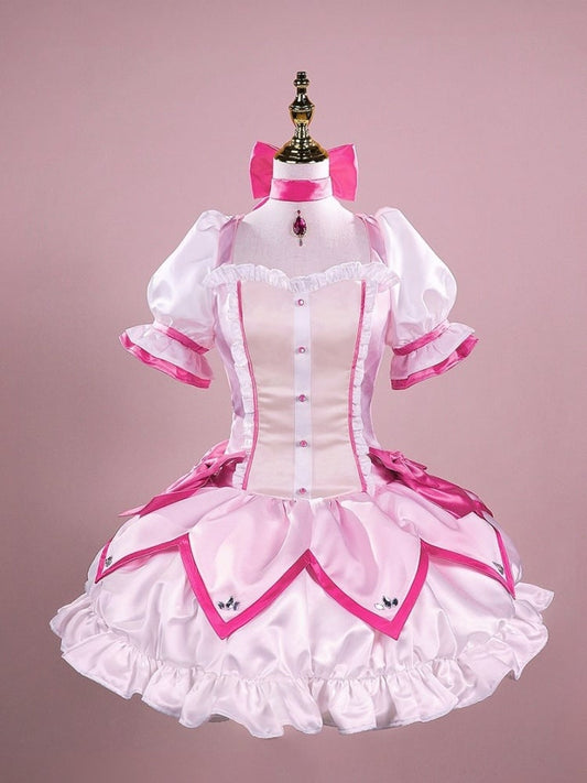 Puella Magi Madoka Magica Kaname Madoka Pink Dress Lolita-Style Cosplay Costume