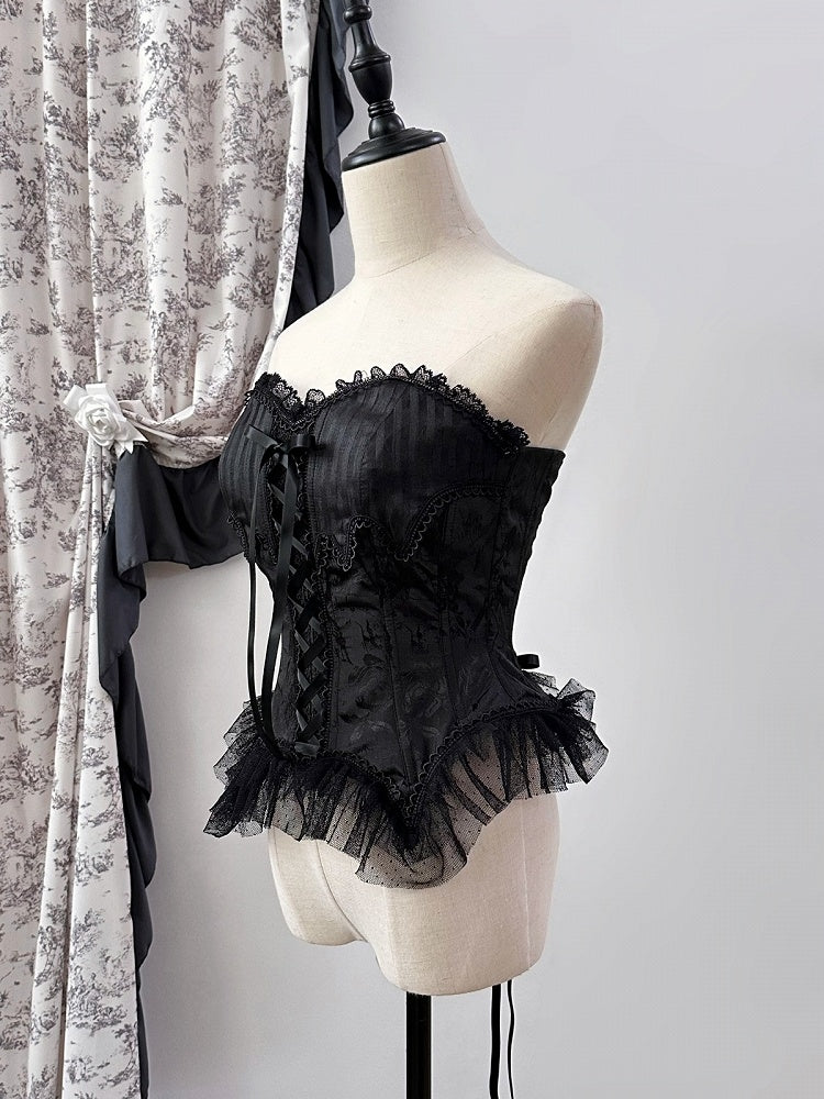 Gothic Black Boned Corset Top Lolita