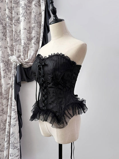 Gothic Black Boned Corset Top Lolita