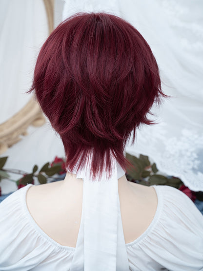 Wine Red Short Boy Style Wig