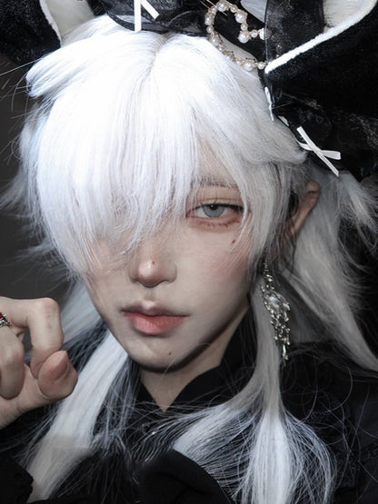 White With Bangs 64CM Length Wig Full