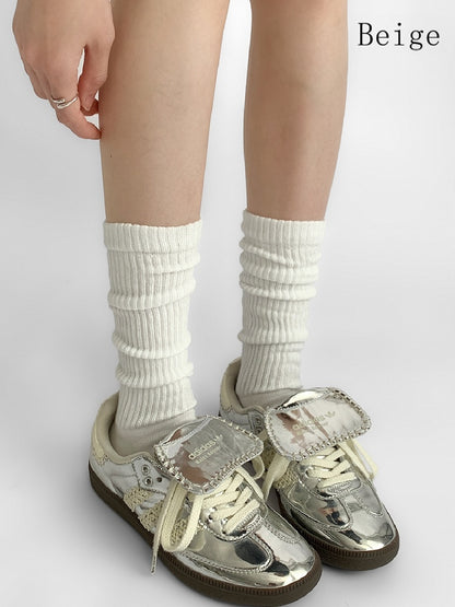 Knitted Calf White/Beige Socks