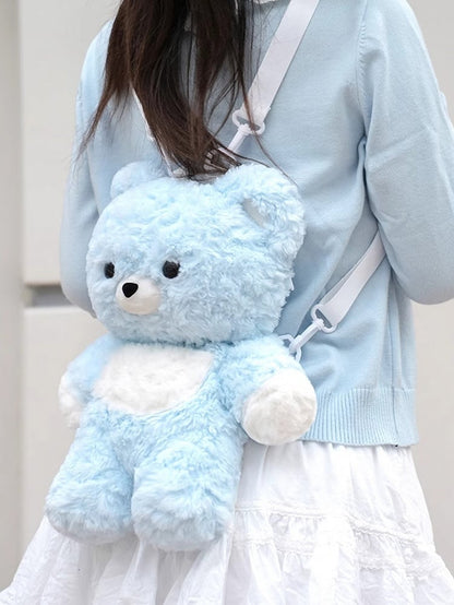 Blue Bear-shaped Plush Backpack Middle/Large Size