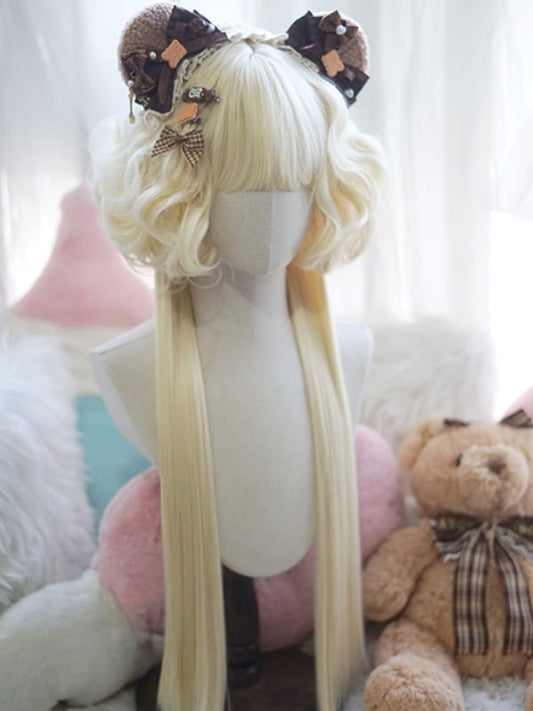 Light Blonde/Pink/Red/Green/Purple Waist Length Wig With Full Bangs