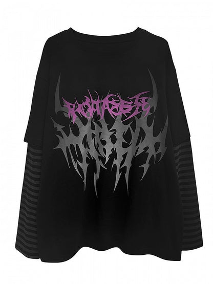 Black Fake Two-piece Graphic T-shirt