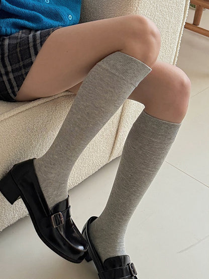 White/Light Grey/Dark Grey/Dark Red/Black Cotton Underknee Stockings