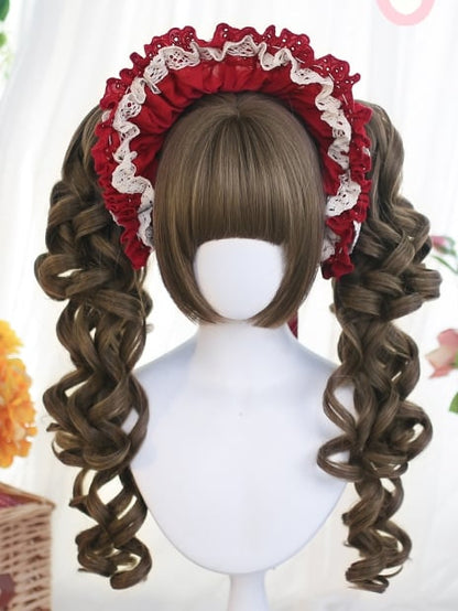 Wigs Wig Light Brown/Dark Short Wavy Brown/Blonde With Ponytail
