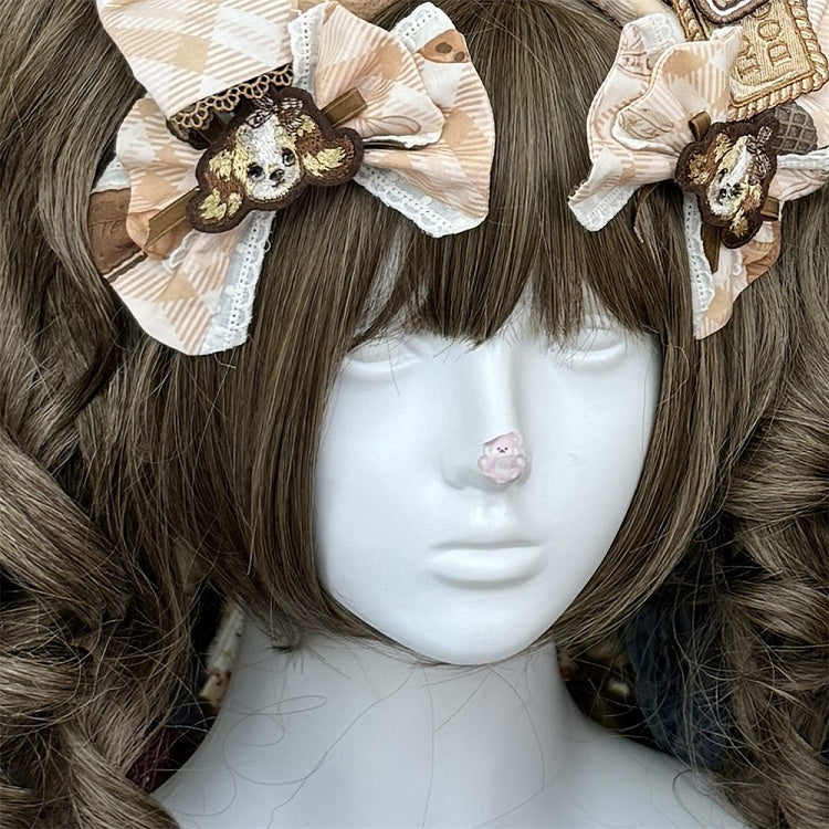 Barrette à cheveux nœud vert / rose / jaune