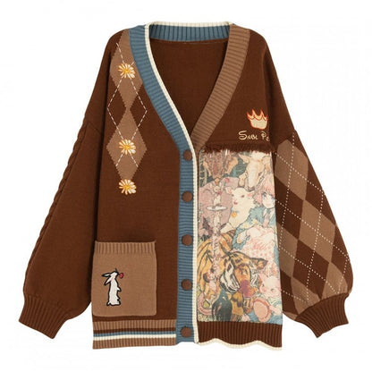 Brown Embroidery and Daisies Cardigan Bunny