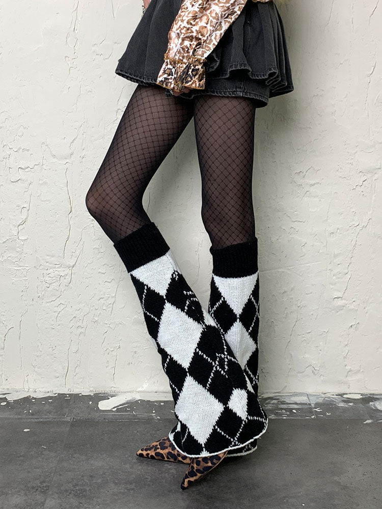 Black&White Y2K Diamond Leg Warmers