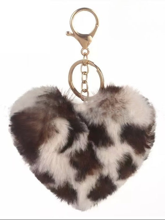 Heart Brown Pattern Leopard Plush Accessory