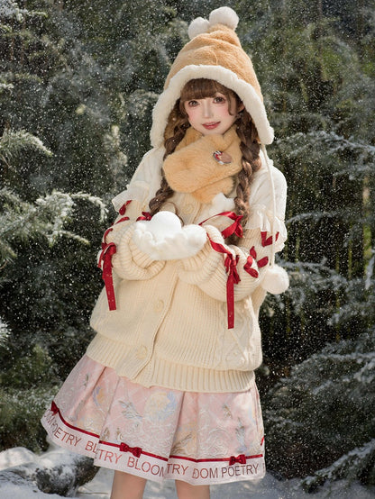 Plush Cardigan Creamy Winter White Cozy Collar Sweater