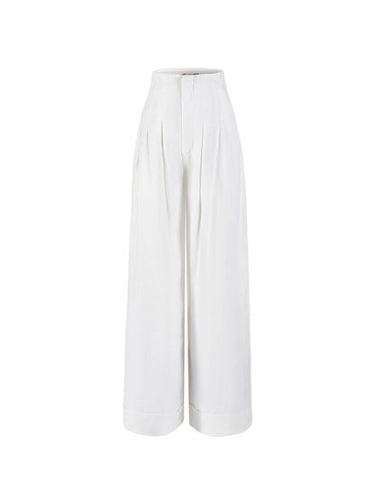 Vintage White High Waist Wide-leg Pants