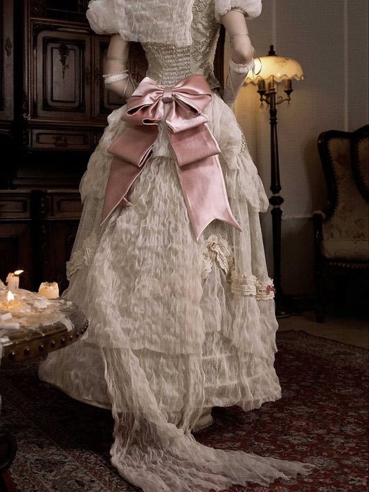 Big Vintage Train Detachable with Cream Bow Pink