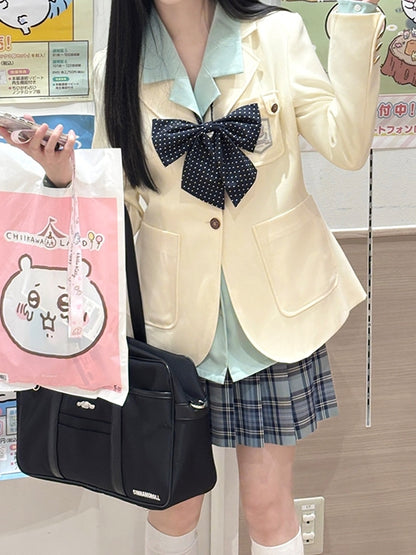 ユニフォームカラー グリーン/ピンク/ホワイト ノッチドシャツスタイル プレッピーJK