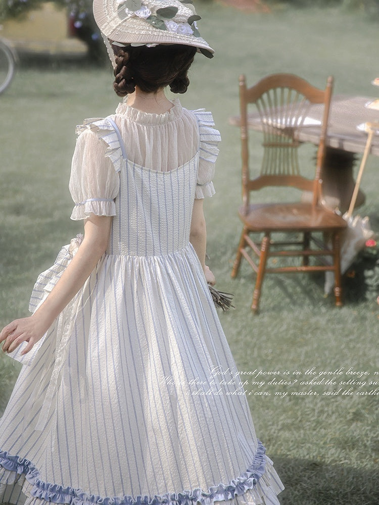 Top Beige Sleeves Ruffle Puff Neckline