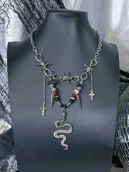 Y2K Snake-shaped Charm Punk Necklace