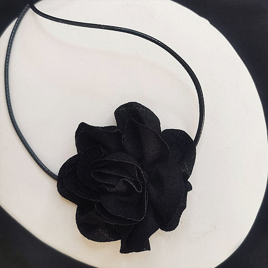 Gothic Black Camellia Choker